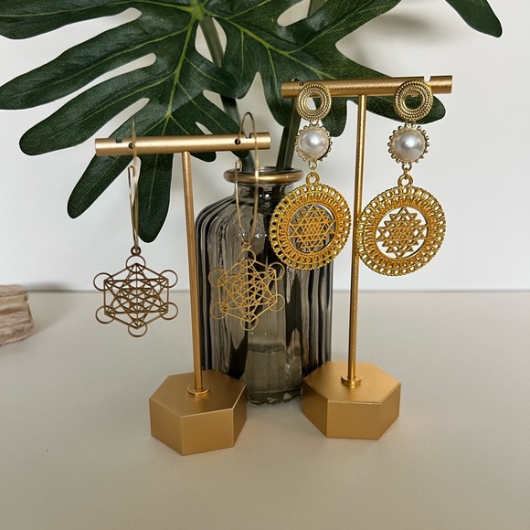 Divine Geometry Earrings -Metatron's Cube Hoops- Yatra Sacred Geometry Earrings - Picture 5 of 15